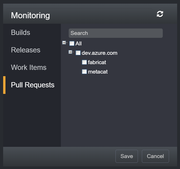 Azure DevOps pull request monitoring settings