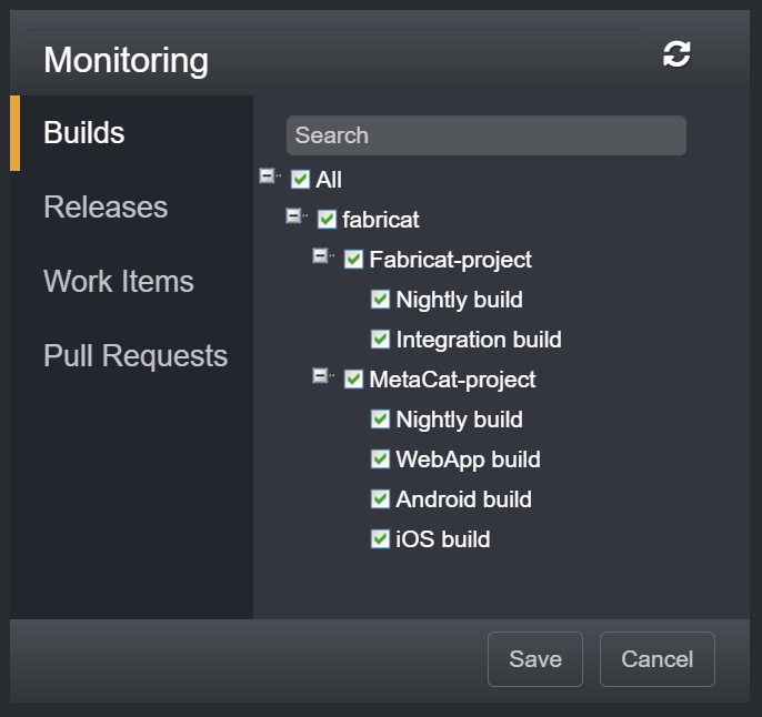 GitHub build pipeline monitoring settings